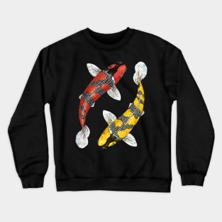 Lucky Jumping YinYang Black Red and Yellow Fish Crewneck Sweatshirt